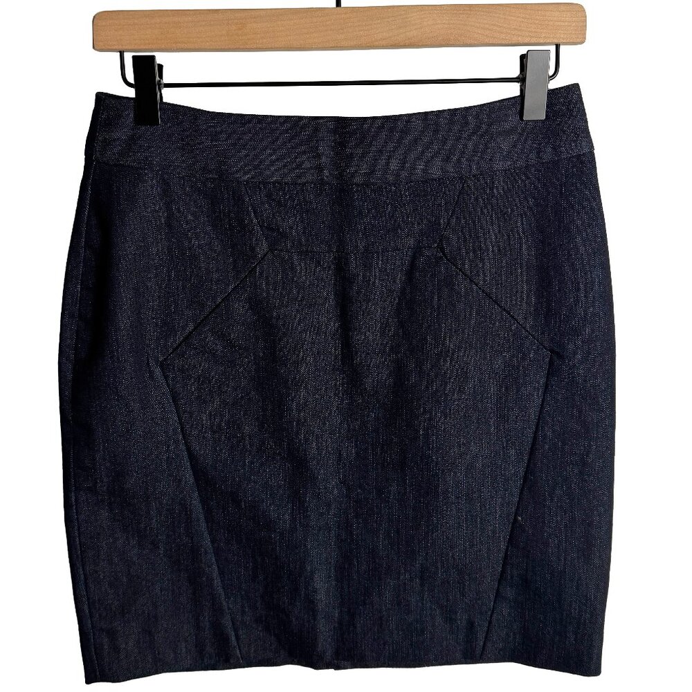 Leifsdottir Anthropologie Dark Denim Silk Lined Mini Skirt Size 4 EUC